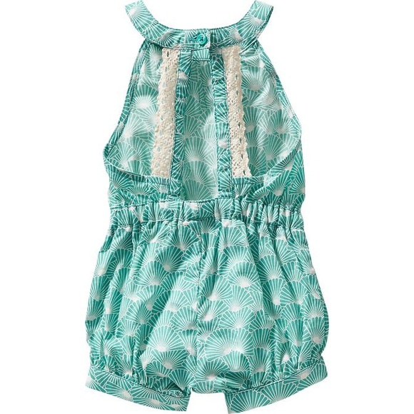 Old Navy turquoise seashell lace back romper new - Picture 2 of 3
